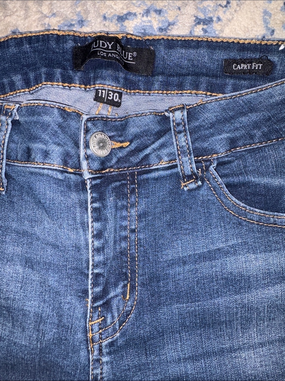 Judy Blue Distressed Dark Blue Ankle Jeans - Picture 6 of 7